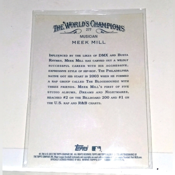 Meek Mill Musician Card Topps Allen & Ginter 2023 #277 - Picture 2 of 2